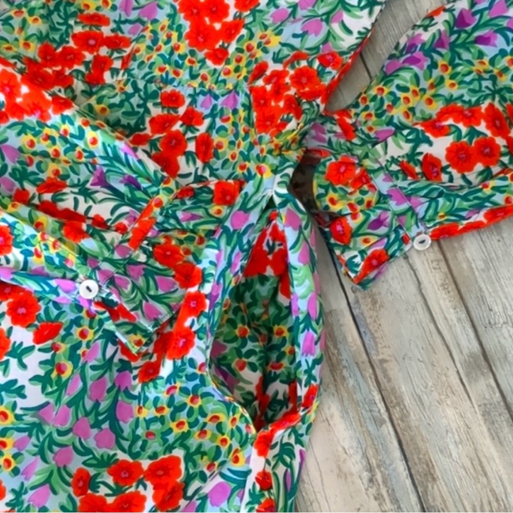 Banjanan Garden Poppy Combo Long Sleeve Maxi Dress M - Picture 5 of 11